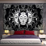 Mandala Tapestry White Black Sun And Moon Tapestry Wall Hanging Tarot Hippie Wall Rugs Dorm Decor Blanket