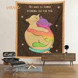 Moon Tarot Tapestry Wall Hanging Boho Kawaii Room Decor Aesthetic Psychedelic Hippie Fabric Cute Cat Large Tapestry for Bedroom
