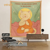 Moon Tarot Tapestry Wall Hanging Boho Kawaii Room Decor Aesthetic Psychedelic Hippie Fabric Cute Cat Large Tapestry for Bedroom