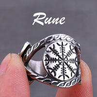 Nordic Viking Stainless Steel Compass Norwegian Rune Ring Viking All Kinds of Men and Women Rune Wolf Ring Jewelry Wholesale