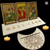 2/4pcs Wooden Card Stand For Tarot Moon Shape Rectangle Card Altar Stand Wood Display For Witch Divination Tools Decor