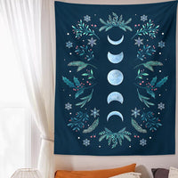 Moon Phase Tapestry Wall Hanging Black Psychedelic Tapestries Flower Starry Bohemian Tapestries Art Home Decoration