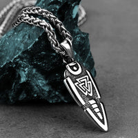 316L Stainless Steel Viking Spear Men's Necklace Odin Rune Norse Rune Pagan Amulet Biker Jewelry Norse Mythology Gift Wholesale
