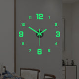 EW Creative Simple Luminous Digital Clock  DIY Silent Wall Clock Study Living Room Punch-Free Wall Sticker Clock