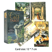 Hot selling 12 * 7CM Tarot Mystical Cat Tarot Leisure entertainment games Card, family gatherings Tarot Card PDF Guide